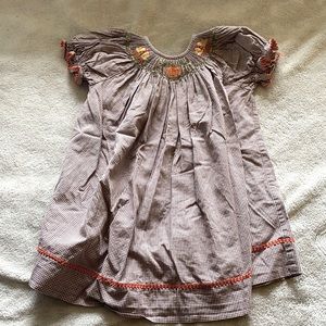 smocked baby pumpkin thanksgiving dress